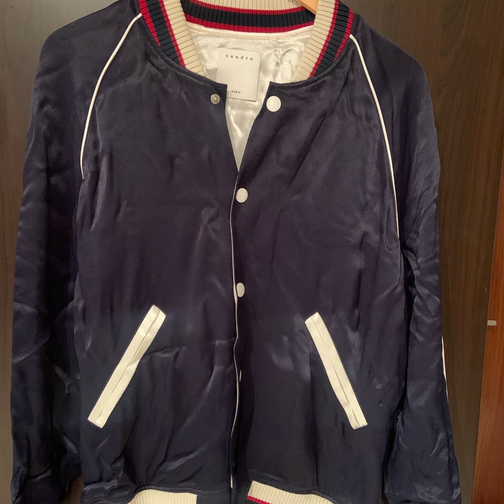 Sandro Men’s casual lightweight varsity style jacket size small
